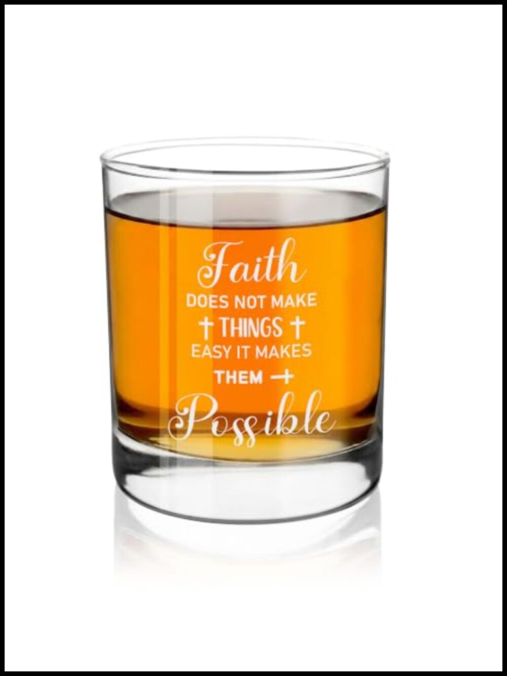 Faith Quote Whiskey Glass Inspirational Christian Gift for Men Women